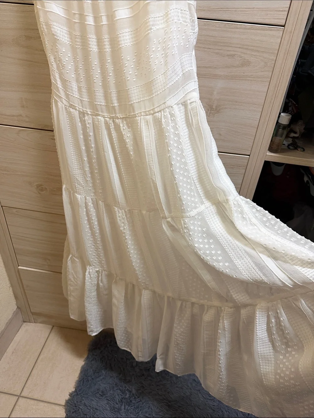 J. Crew White Sleeveless Midi Dress with Textured Dot Detail Size S #010